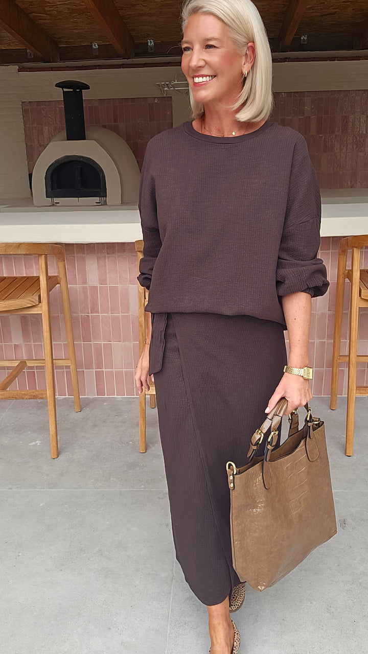 ZARA wrap skirt chocolat