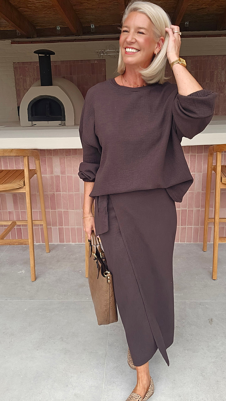 ZARA wrap skirt chocolat
