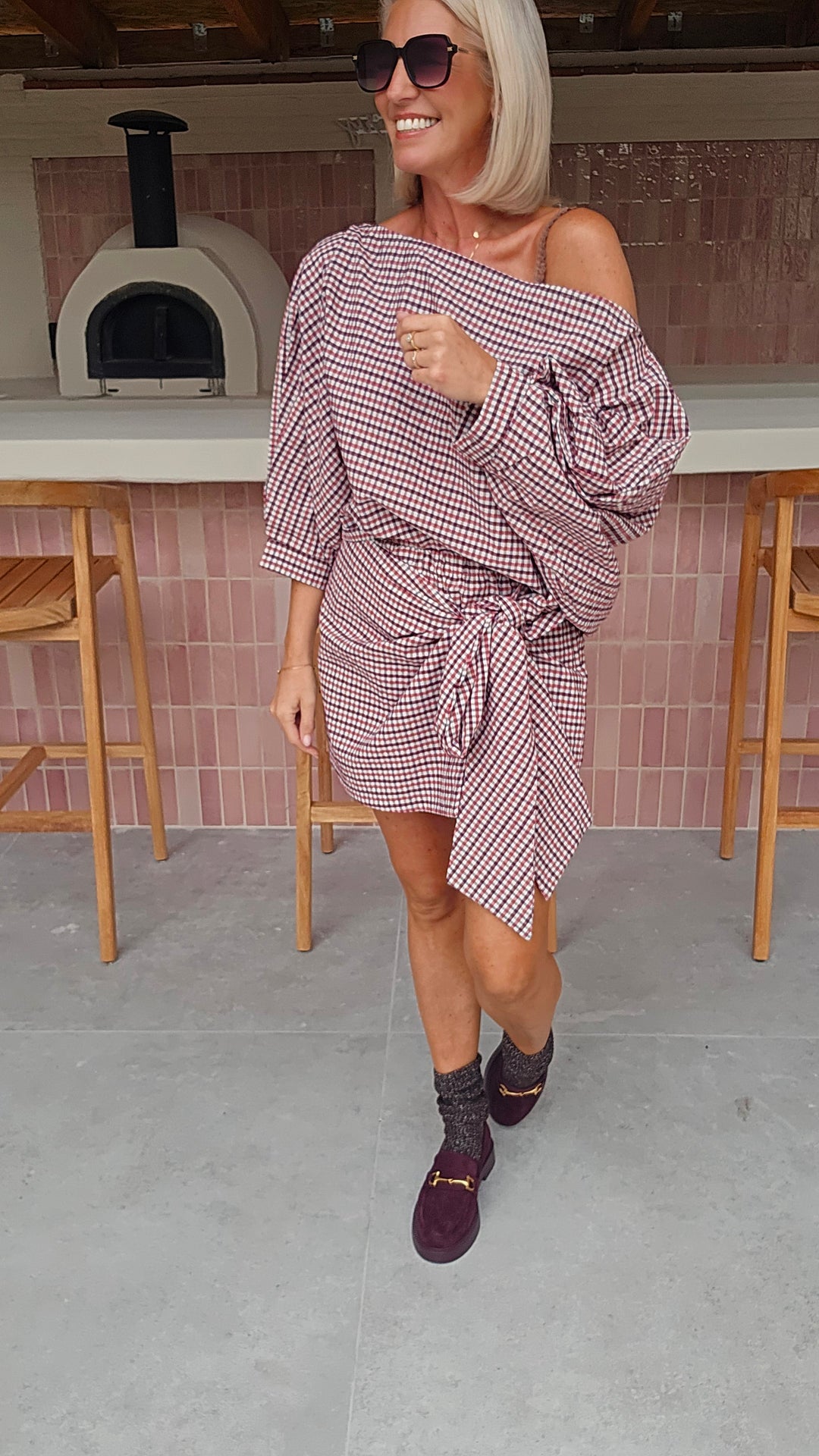 VIKI blouse burgundy red