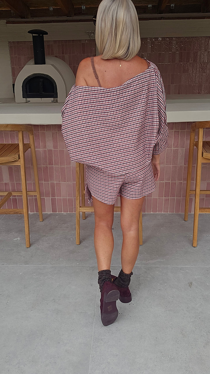 VIKI blouse burgundy red