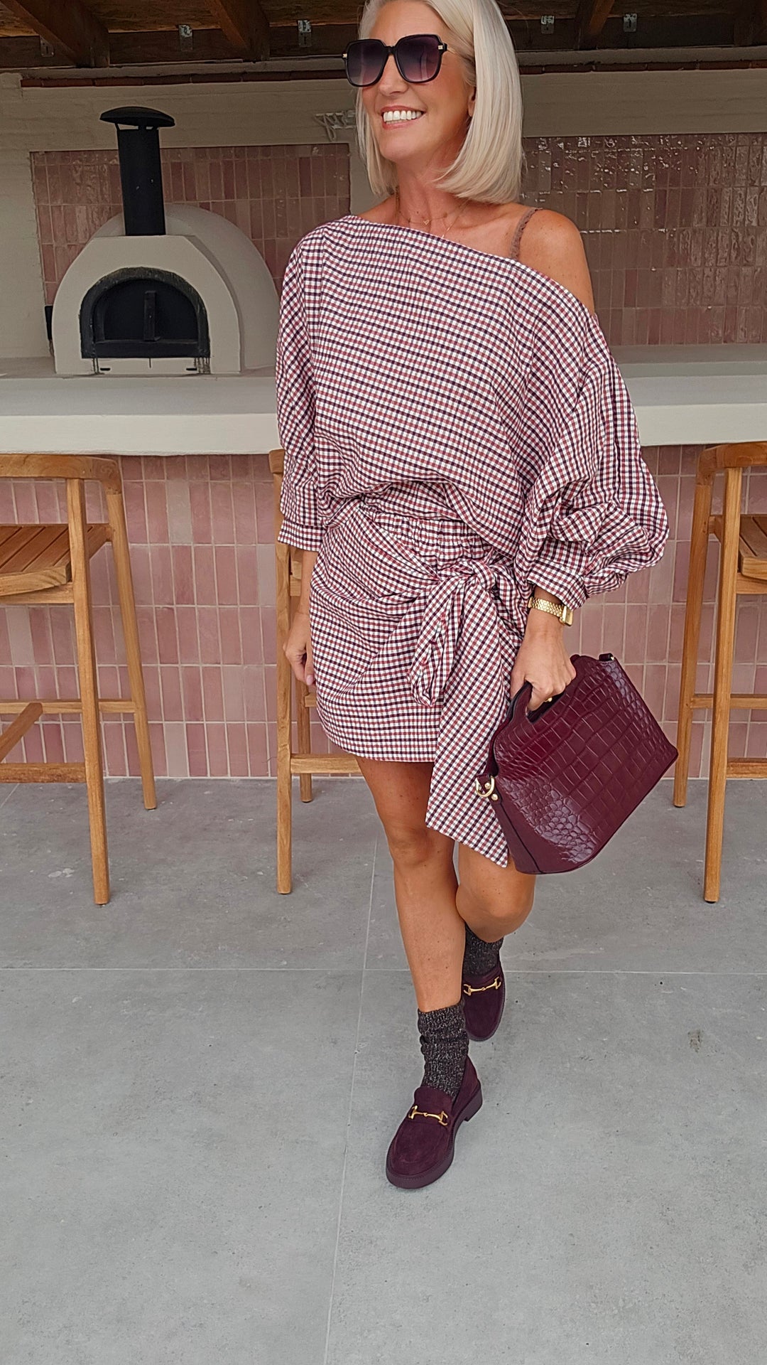 VIKI blouse burgundy red