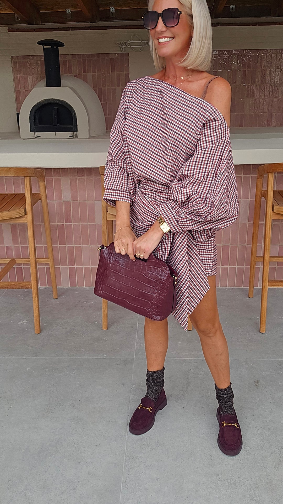 VIKI blouse burgundy red