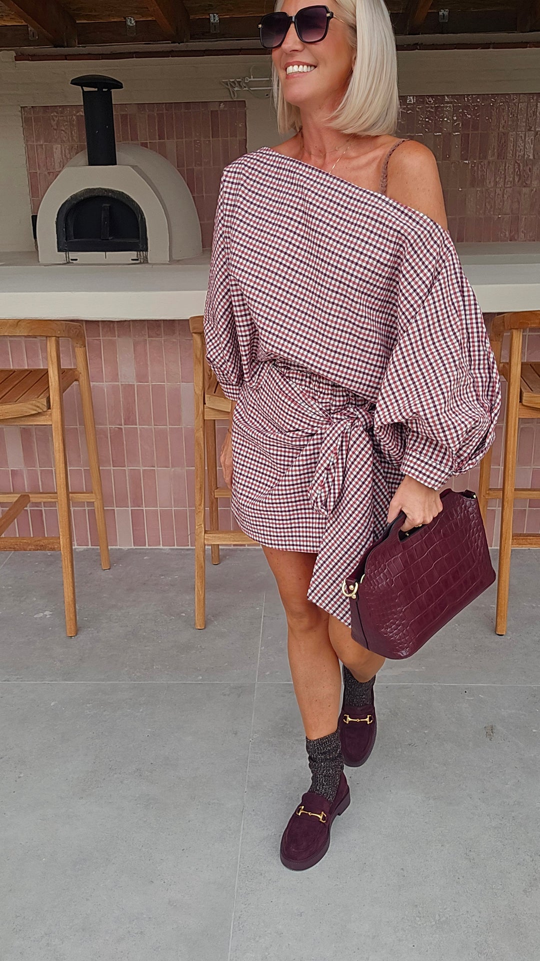 VIKI blouse burgundy red
