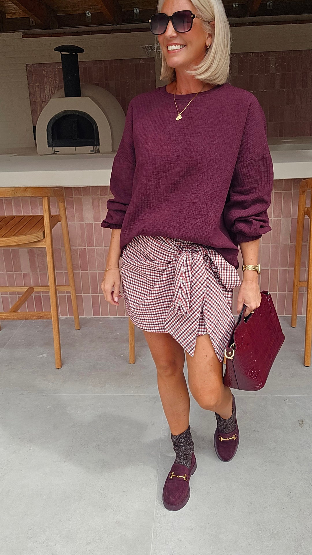 VIKI skort burgundy red