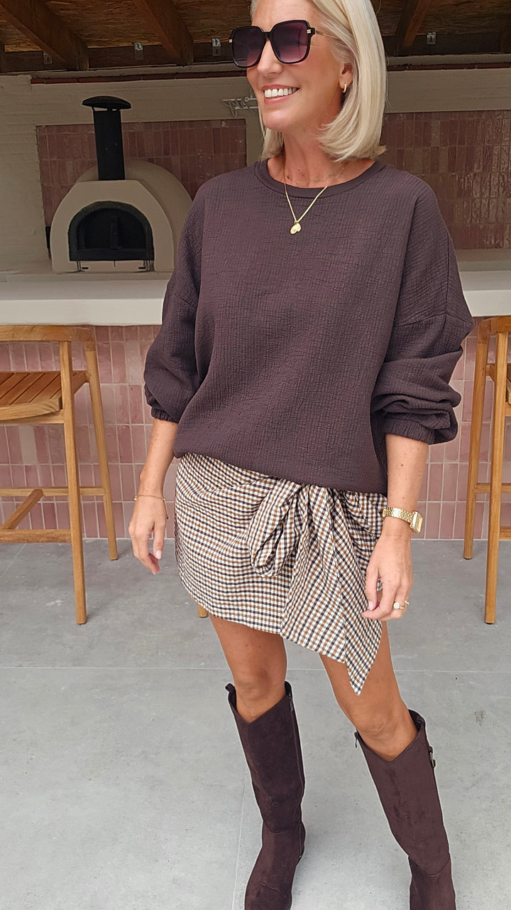 VIKI skort chocolat taupe