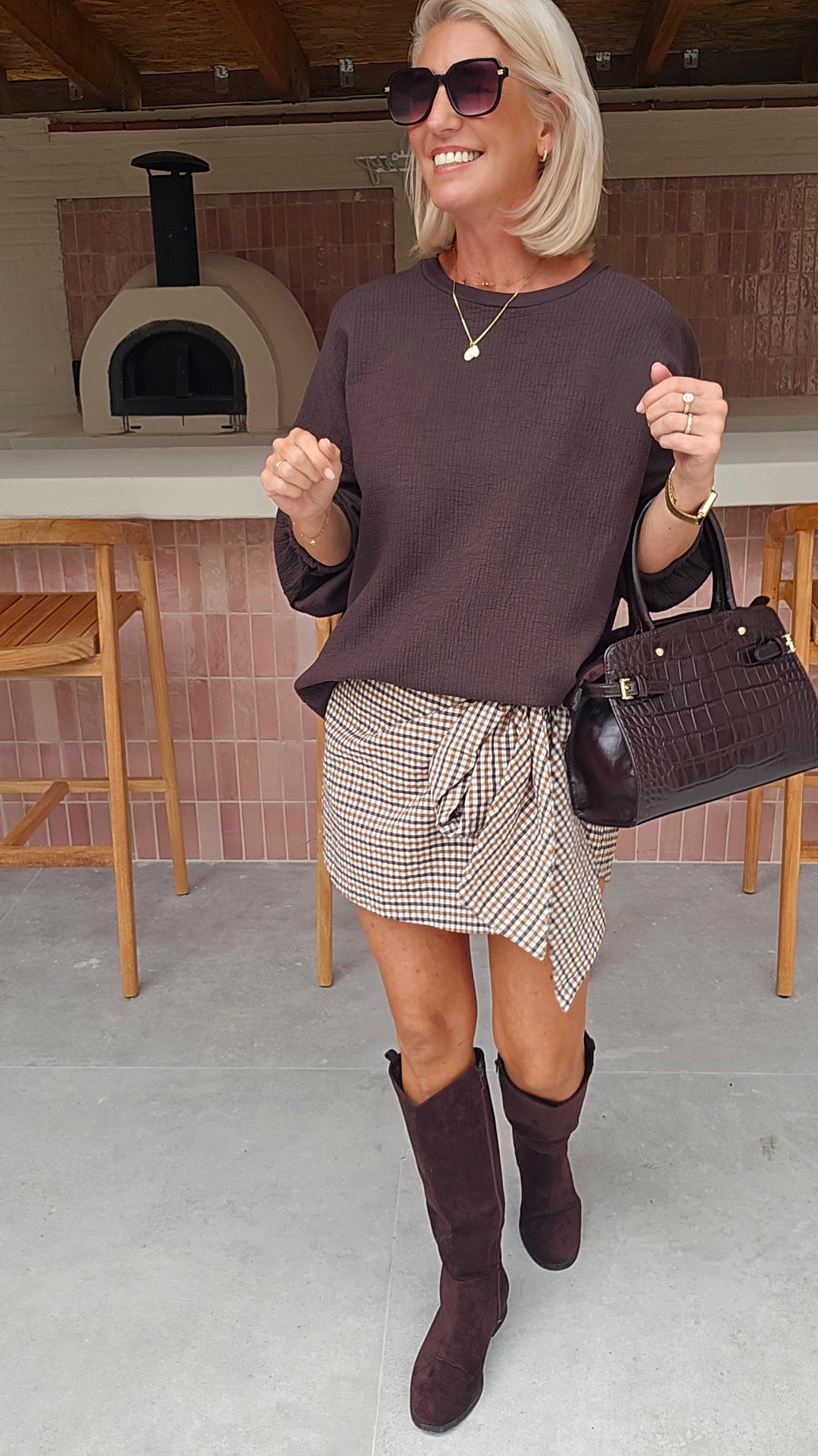 VIKI skort chocolat taupe