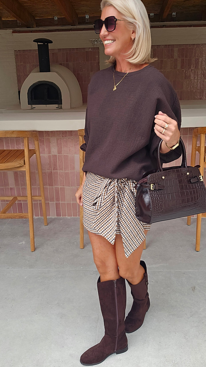 VIKI skort chocolat taupe