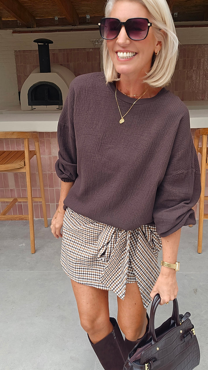 VIKI skort chocolat taupe
