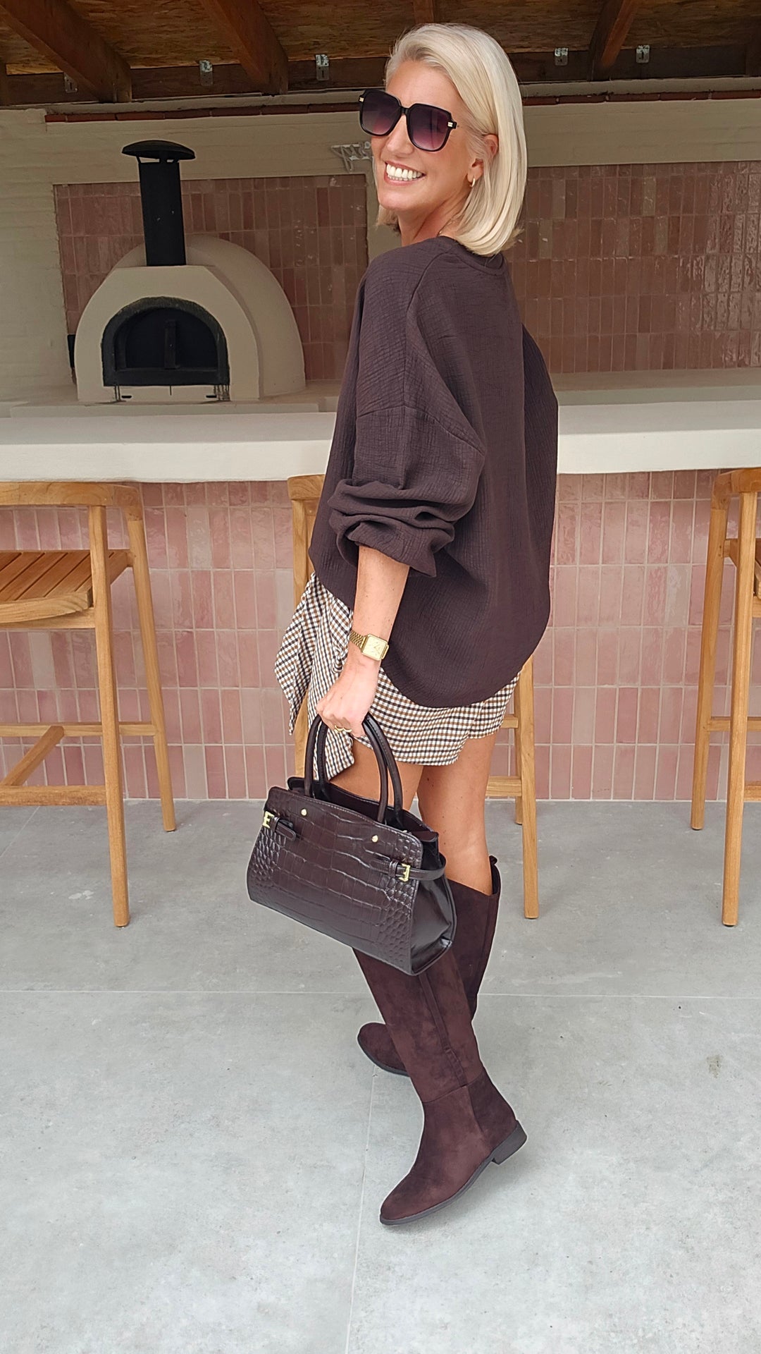 VIKI skort chocolat taupe