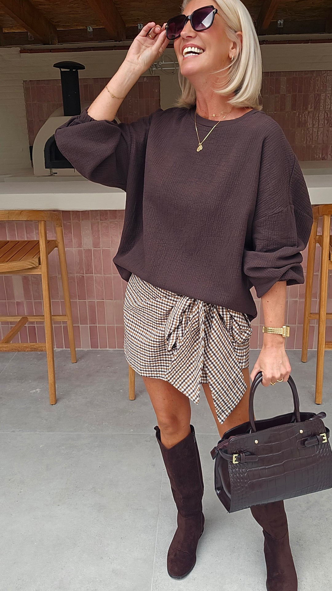 VIKI skort chocolat taupe