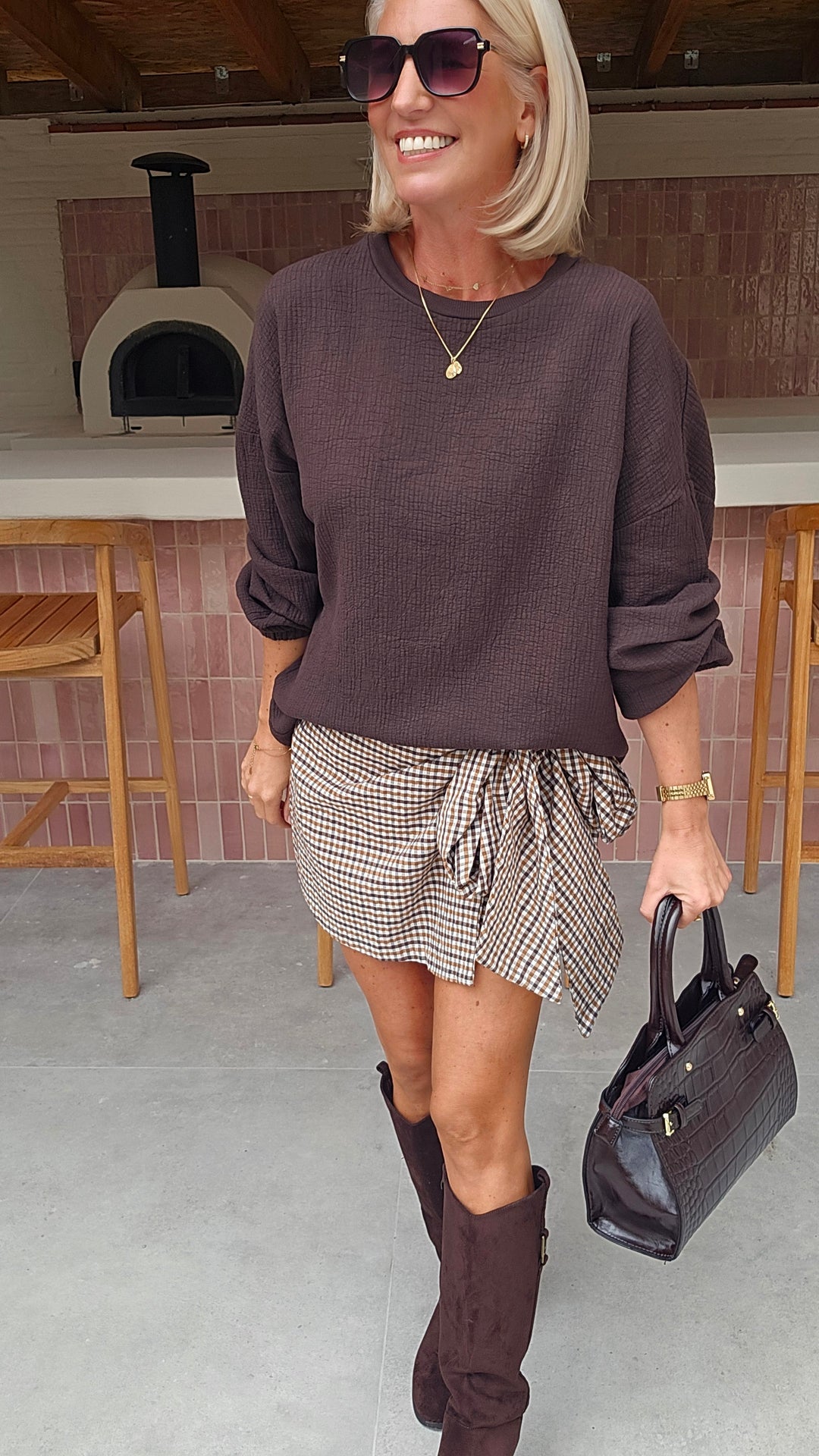 VIKI skort chocolat taupe