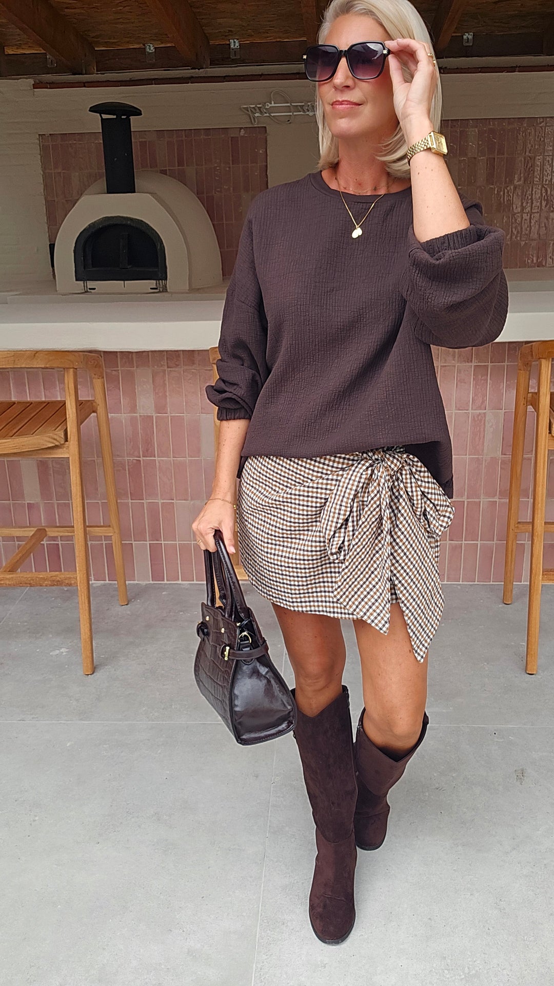 VIKI skort chocolat taupe