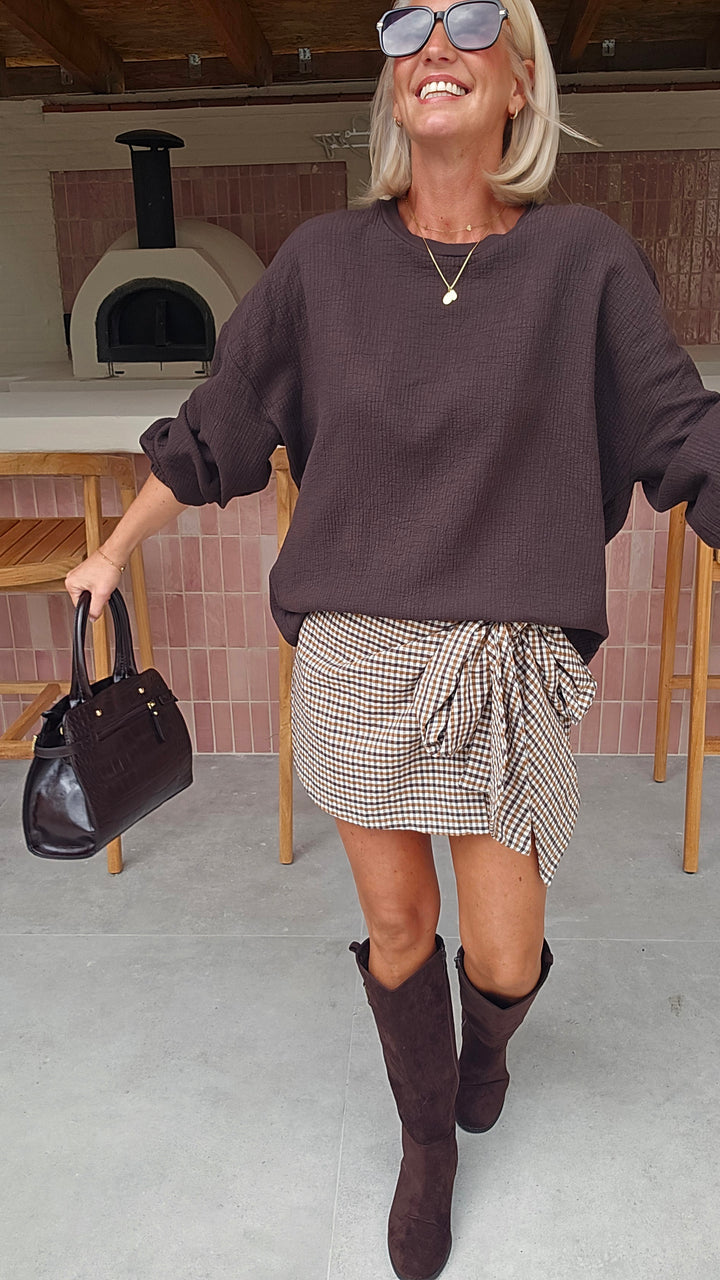 VIKI skort chocolat taupe