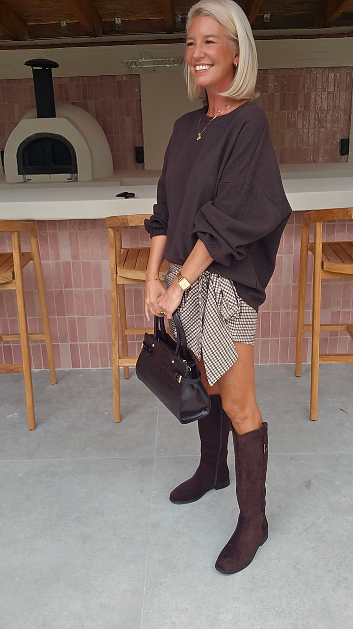 VIKI skort chocolat taupe