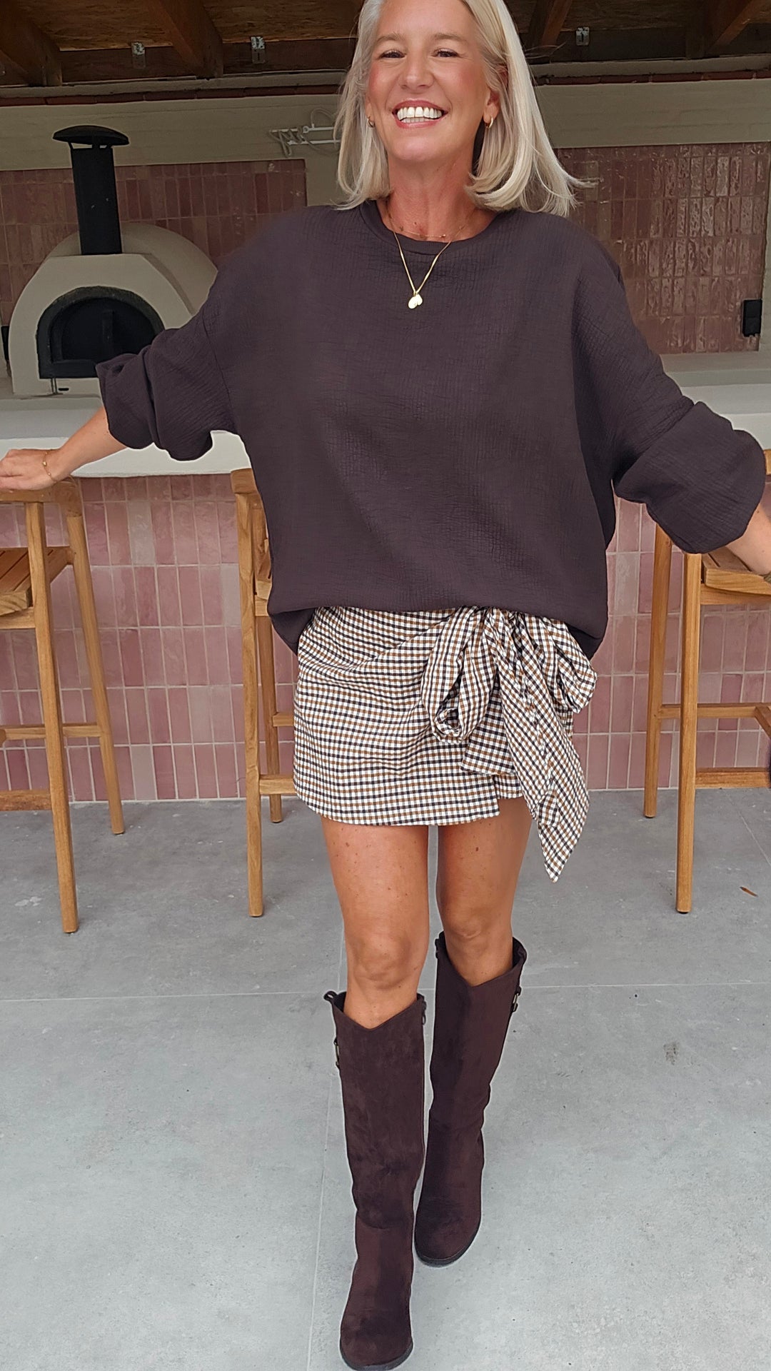 VIKI skort chocolat taupe