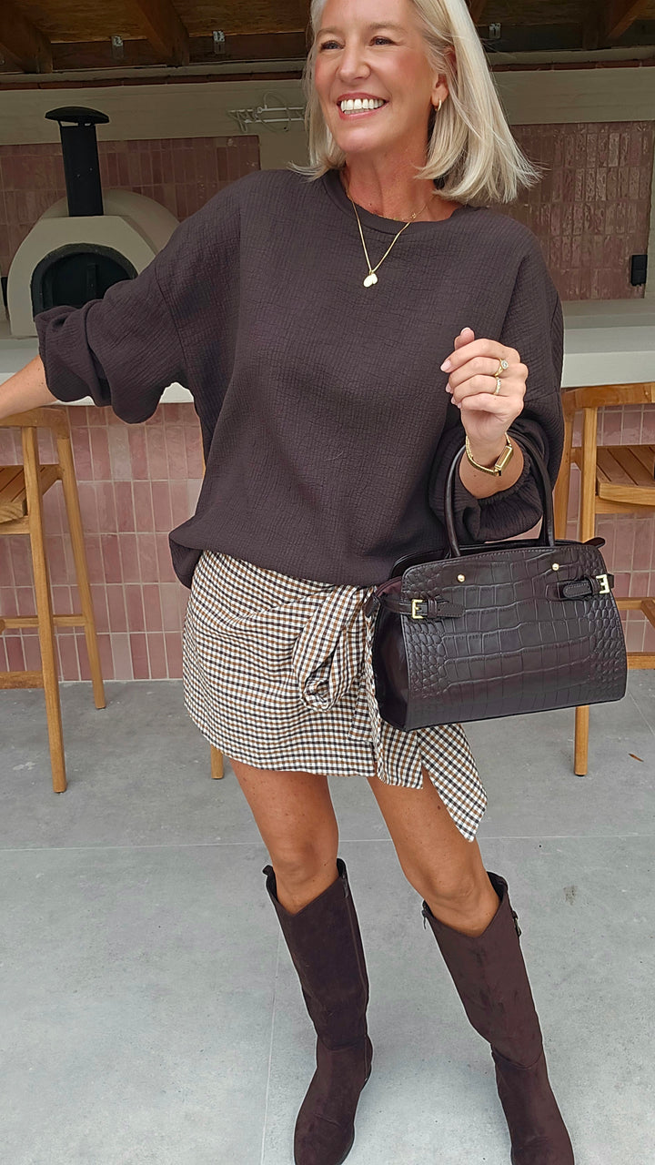 VIKI skort chocolat taupe