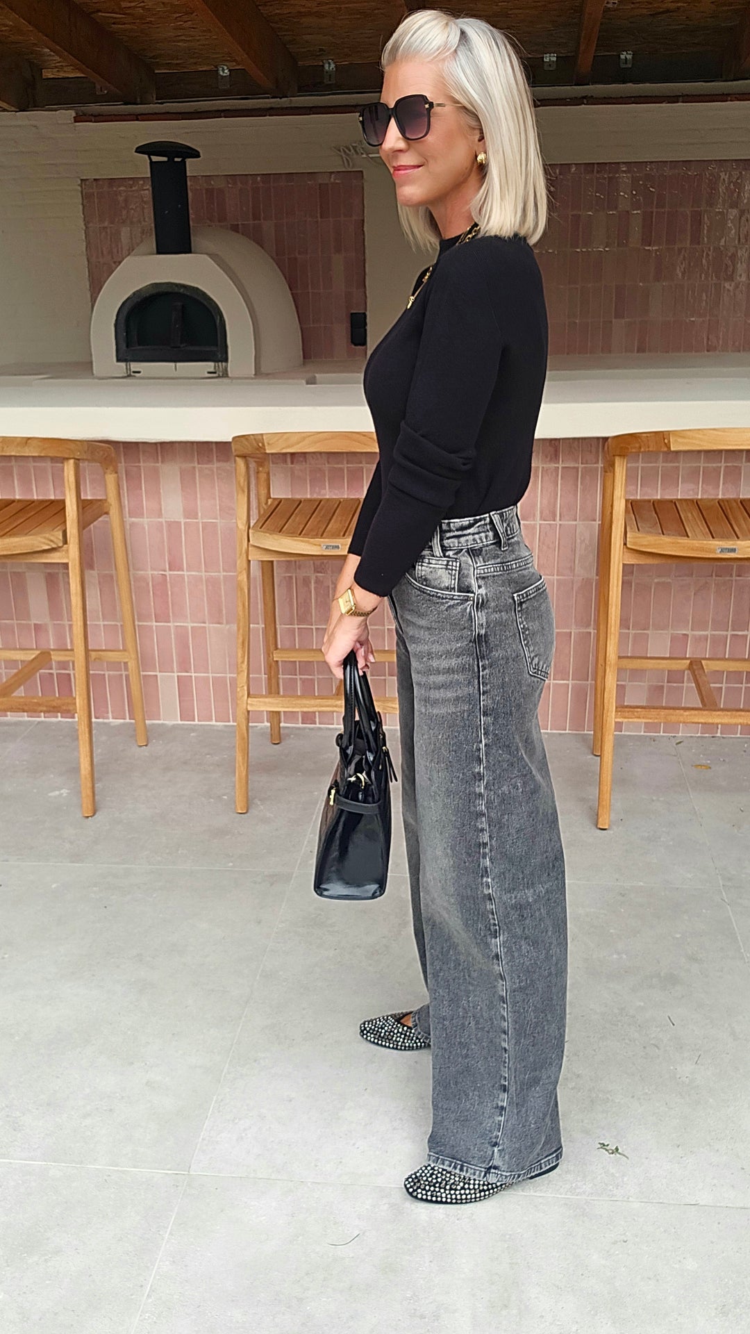INDIA wide leg jeans washed grey
