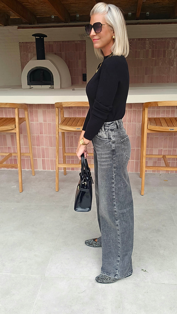 INDIA wide leg jeans washed grey