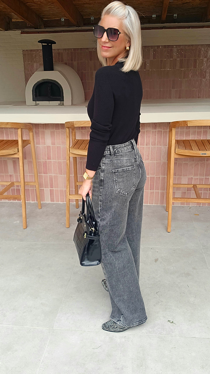 INDIA wide leg jeans washed grey