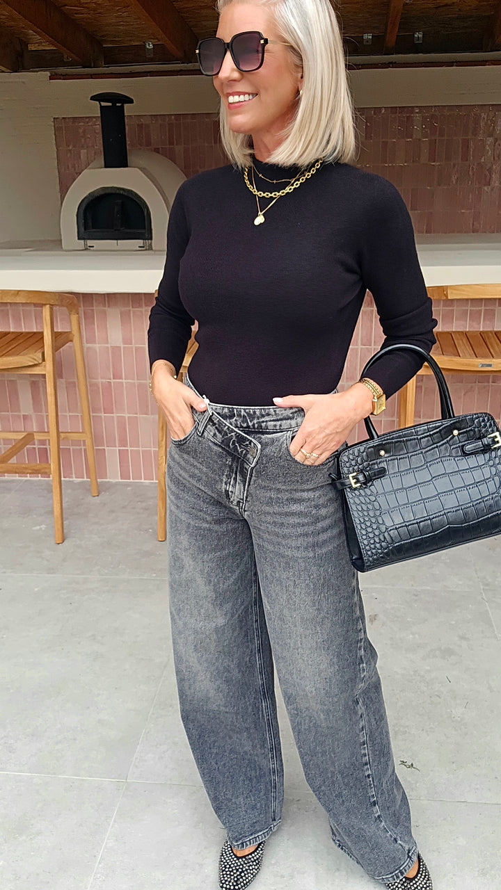 INDIA wide leg jeans washed grey
