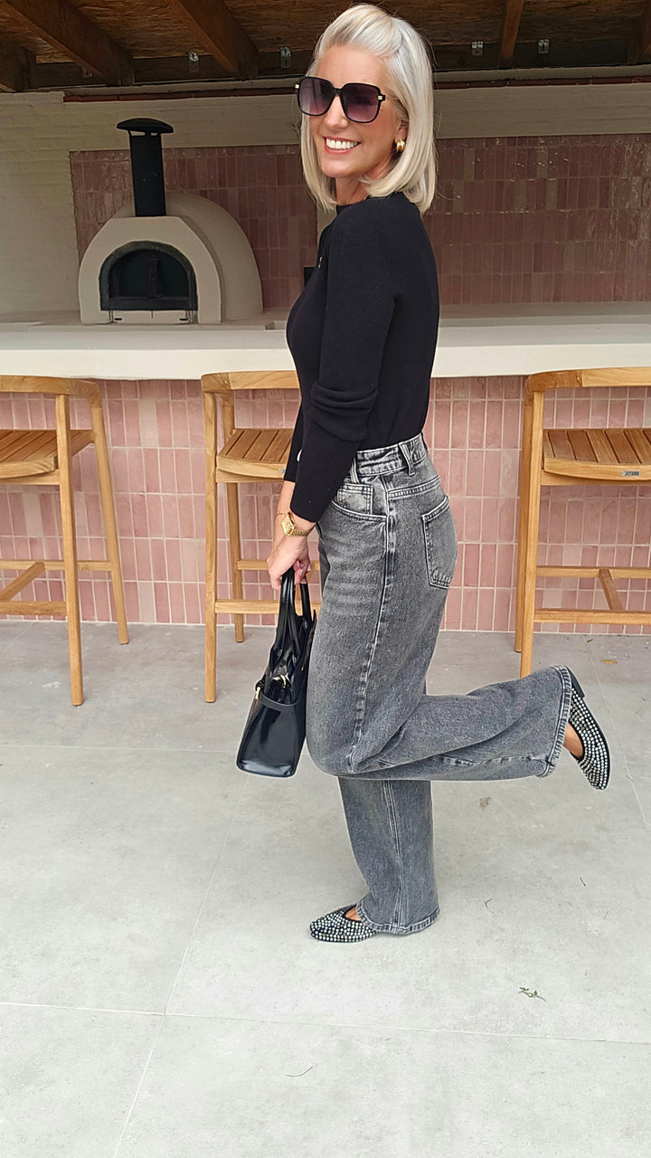 INDIA wide leg jeans washed grey