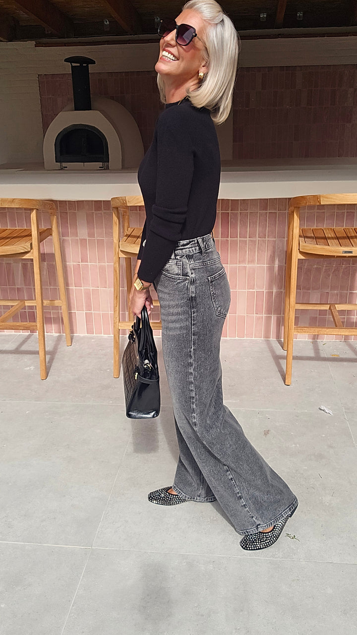 INDIA wide leg jeans washed grey