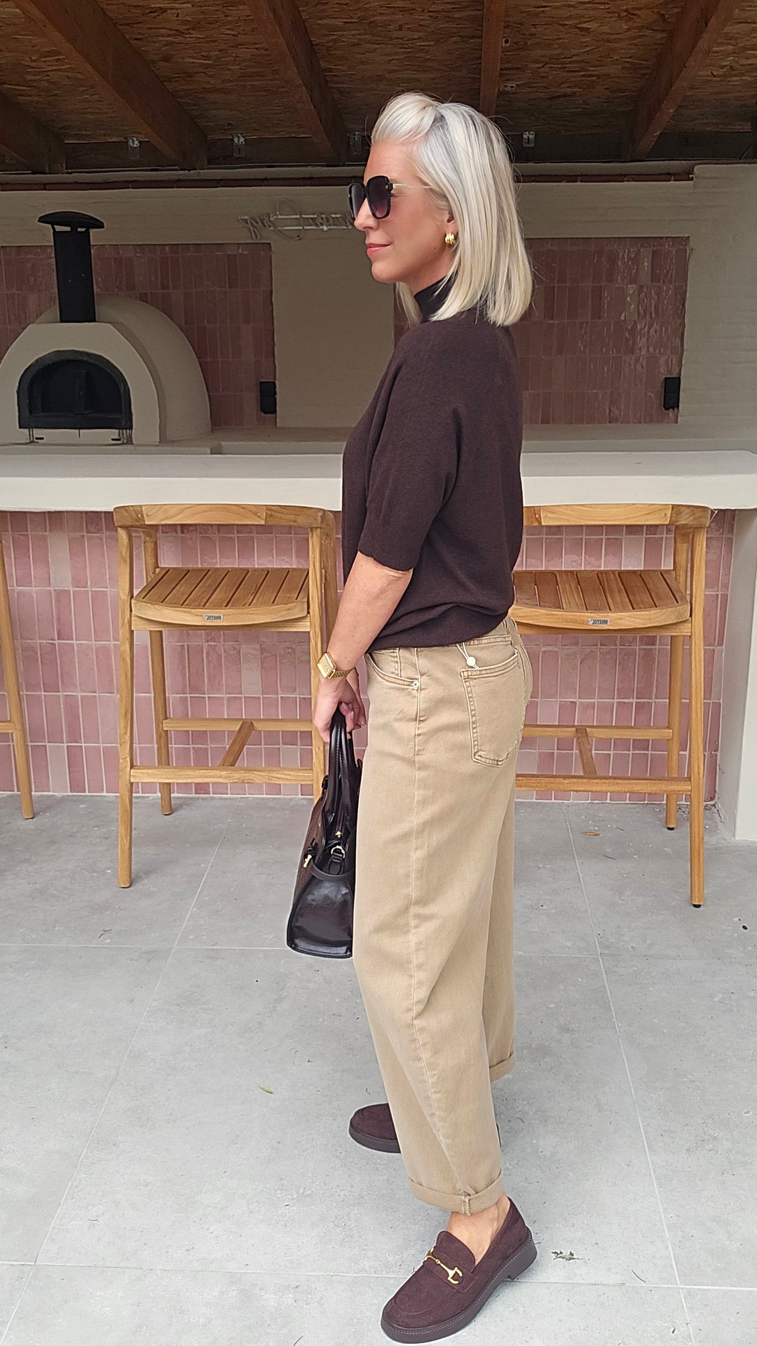 FAY balloon jeans taupe
