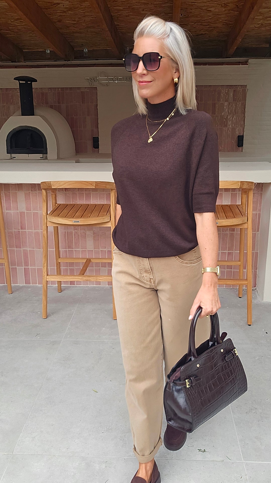 FAY balloon jeans taupe