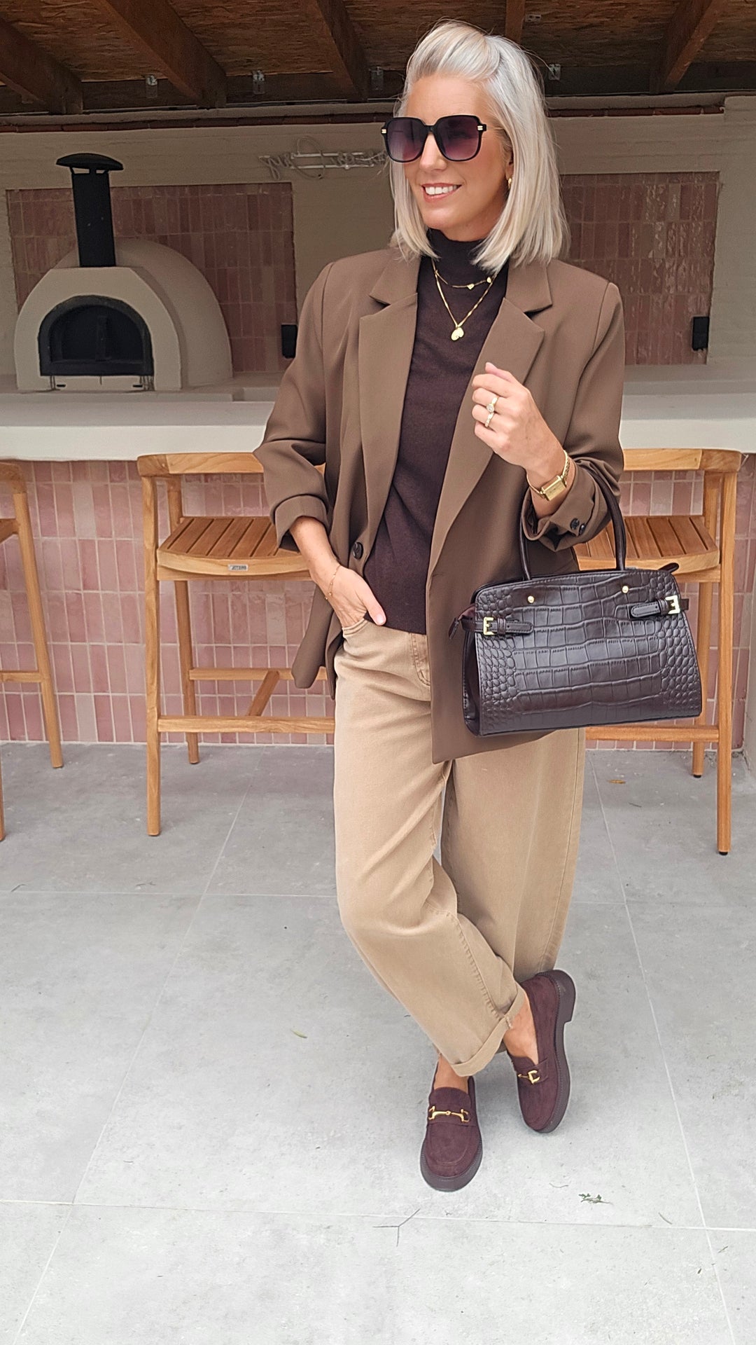 FAY balloon jeans taupe