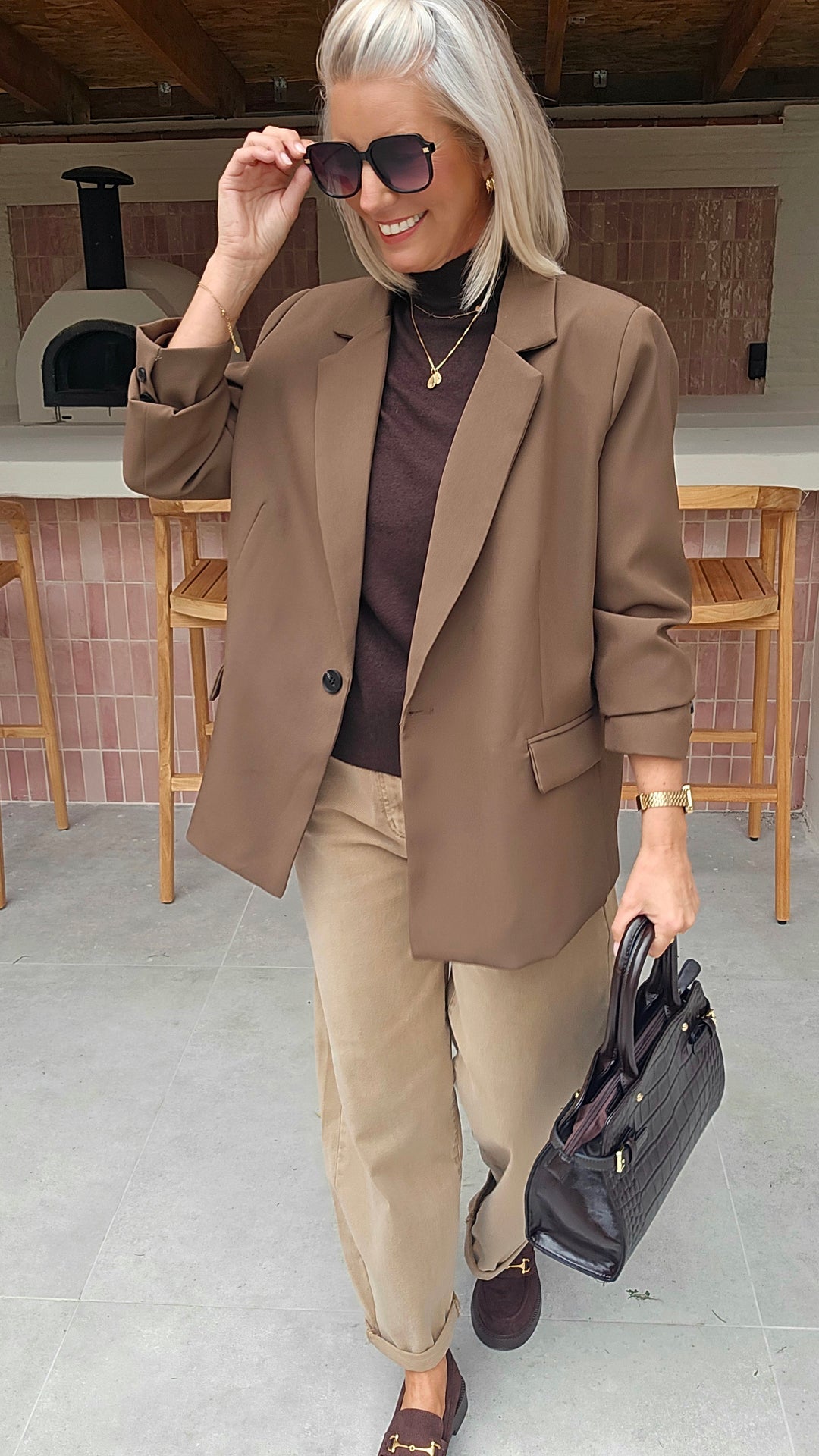 FAY balloon jeans taupe