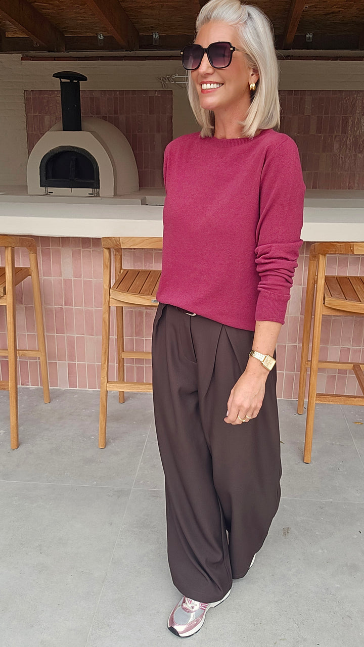 ORINE pleated wide leg pants chocolat