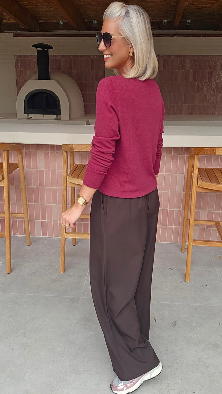 ORINE pleated wide leg pants chocolat