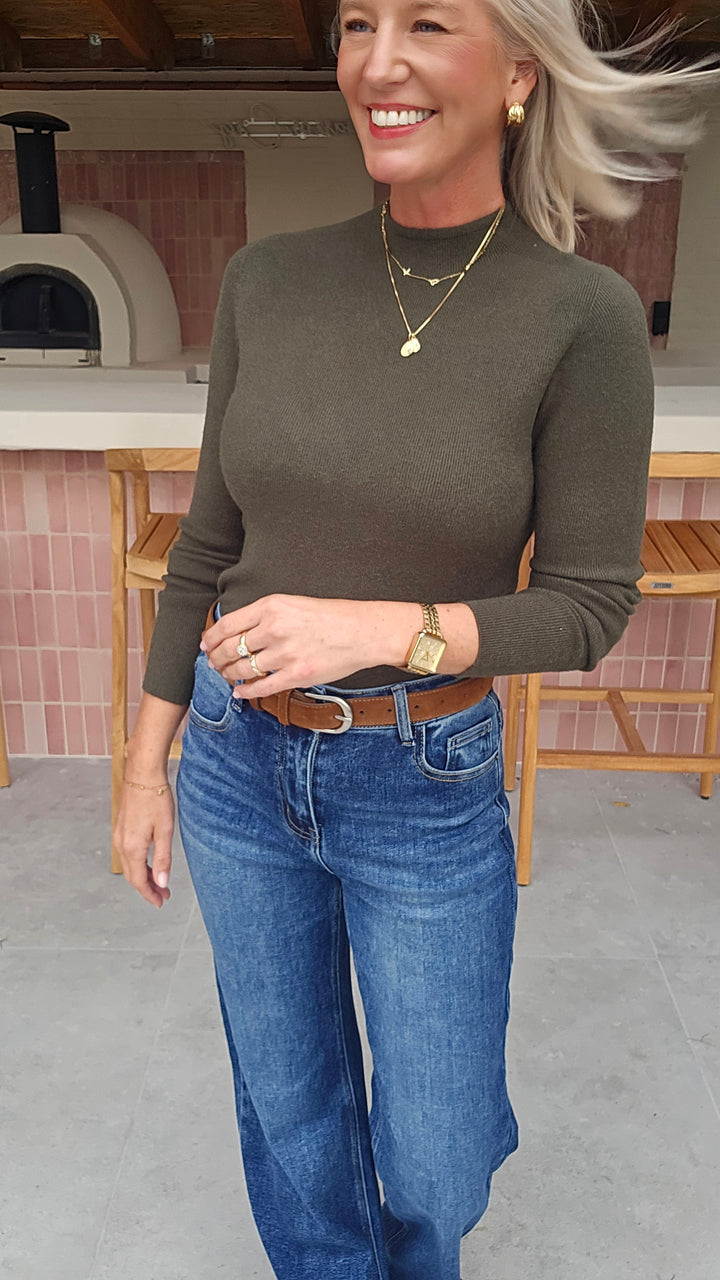 CELIA basic knit khaki