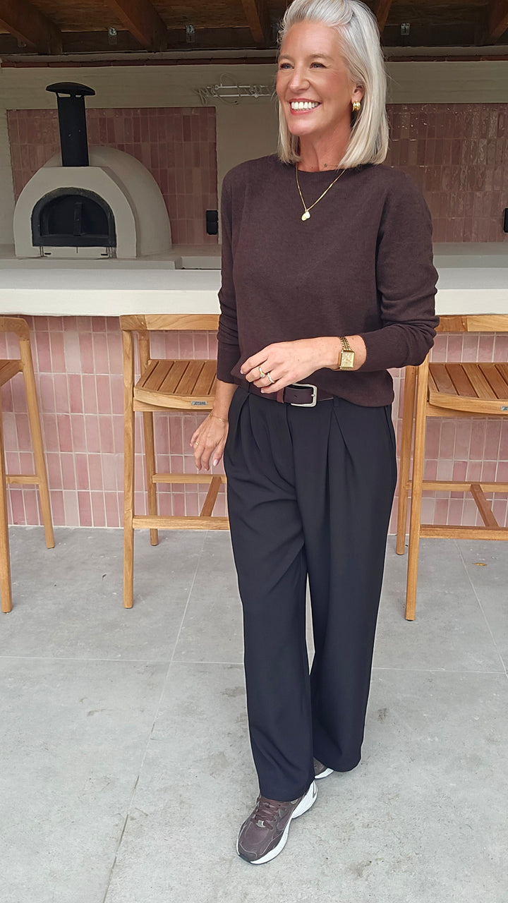 ORINE pleated wide leg pants black