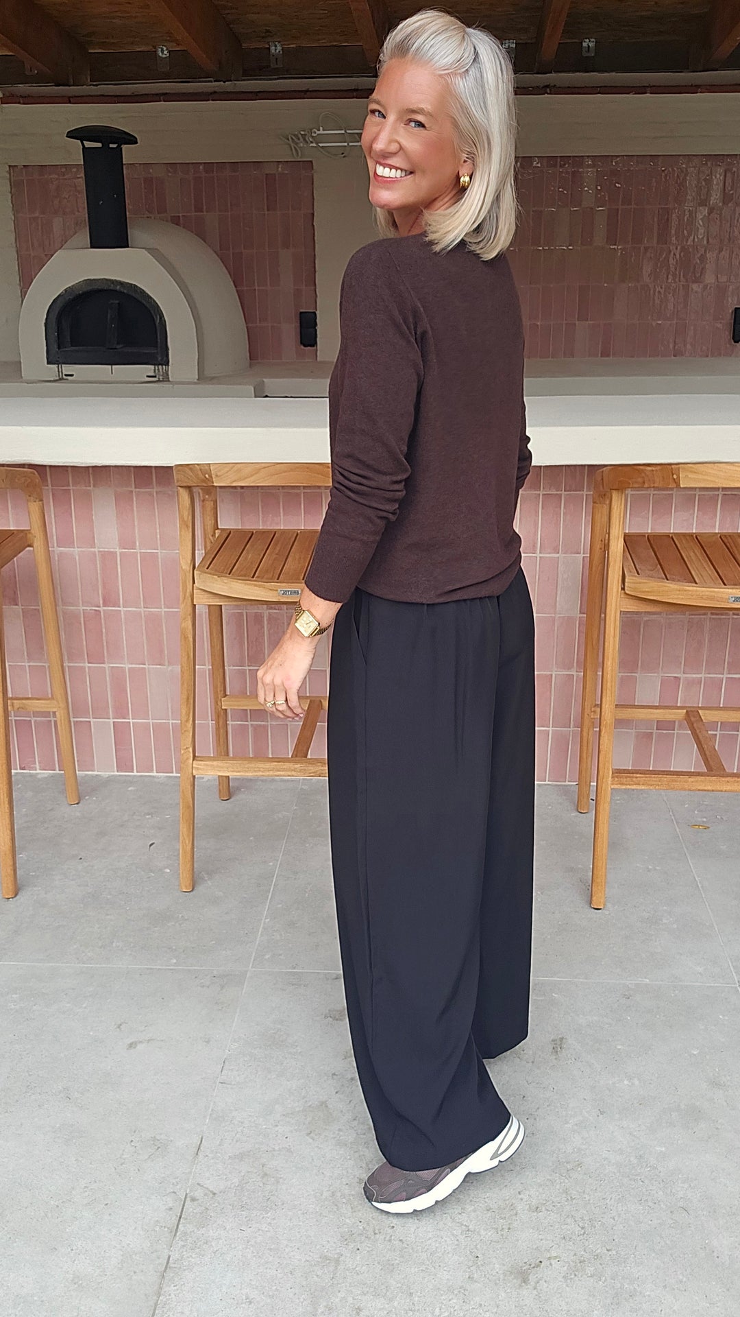 ORINE pleated wide leg pants black