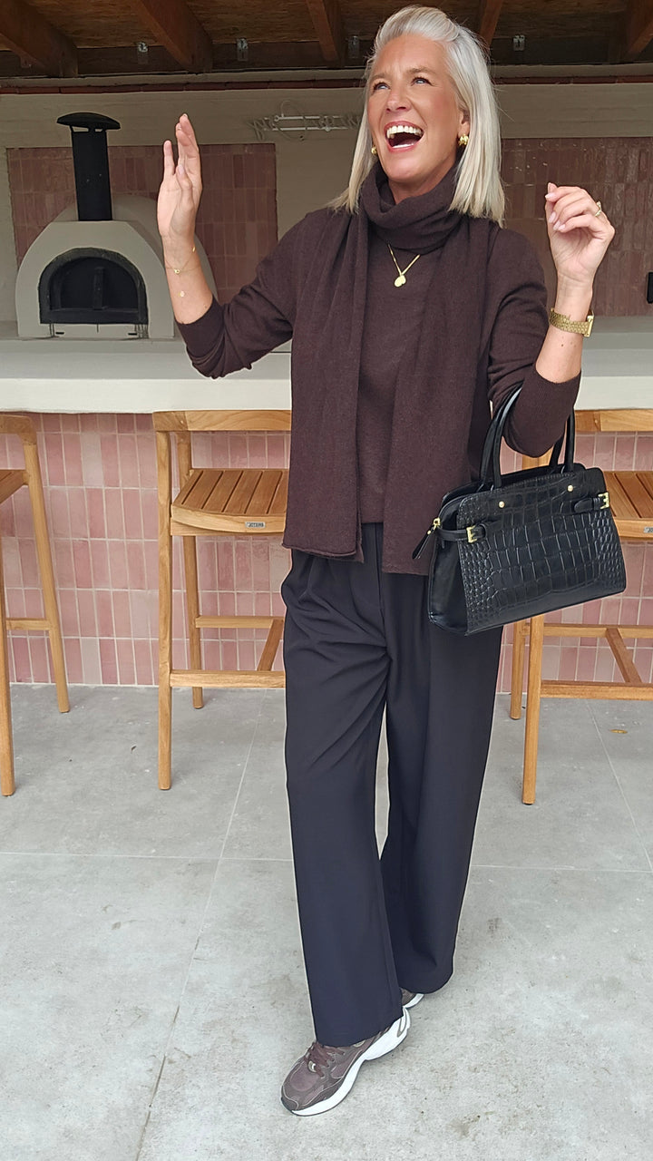 ORINE pleated wide leg pants black