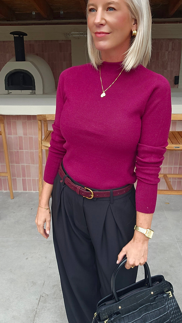 CELIA basic knit burgundy