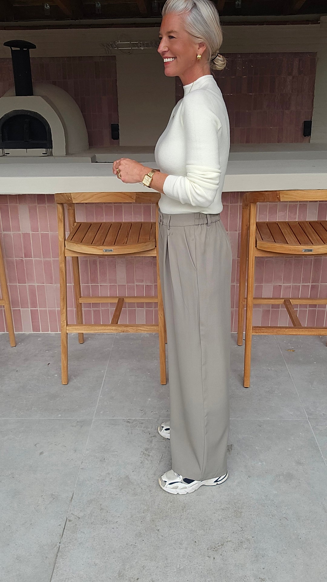 ORINE pleated wide leg pants taupe