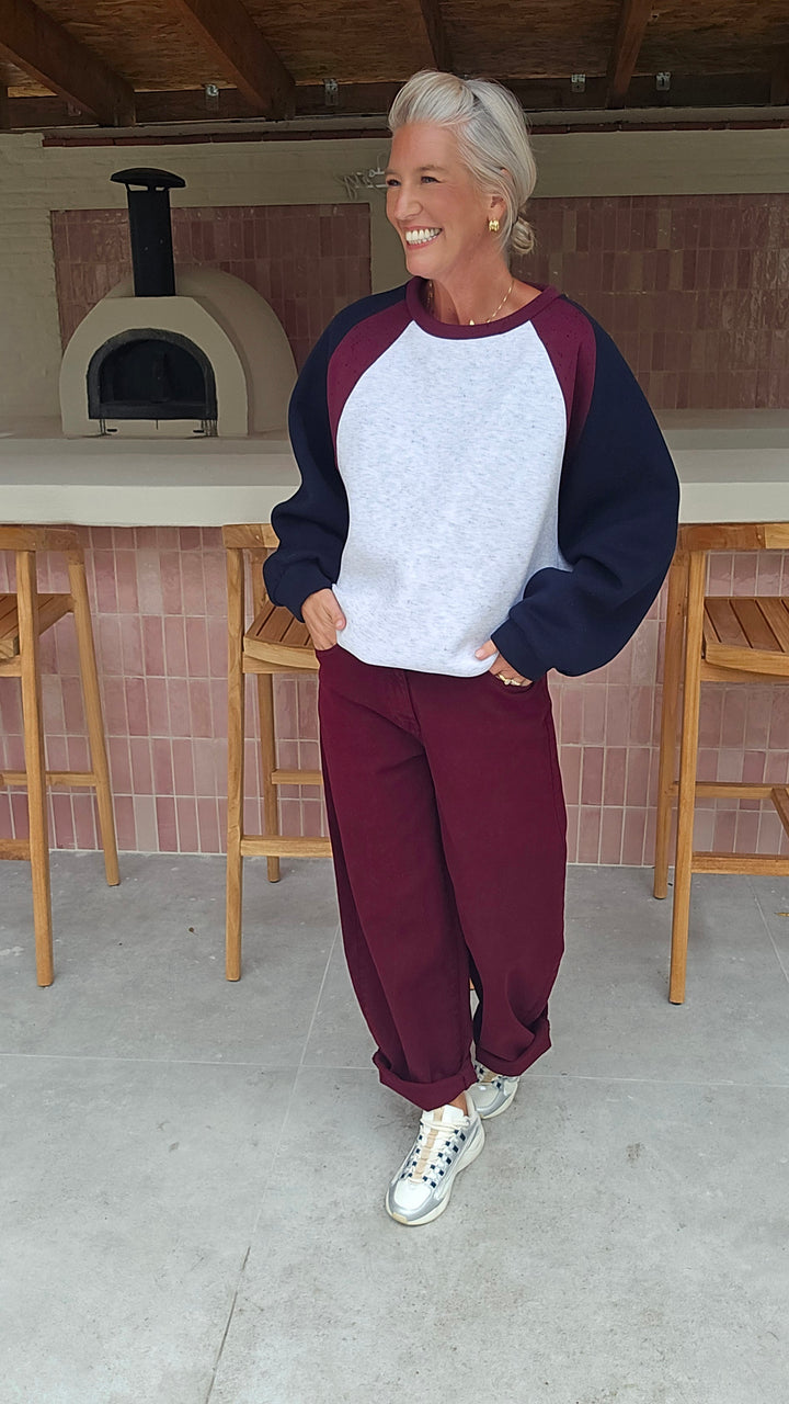 FAY balloon jeans burgundy