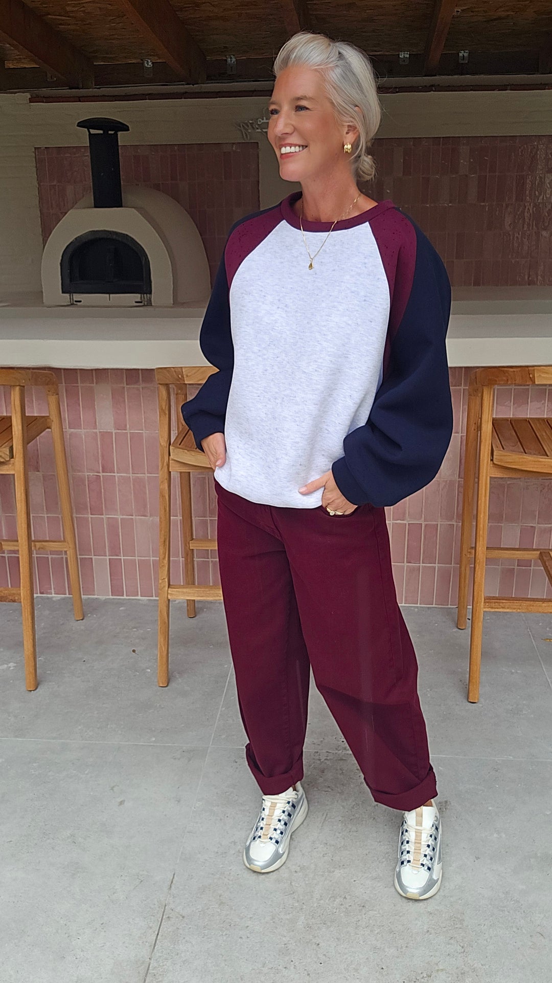 FAY balloon jeans burgundy