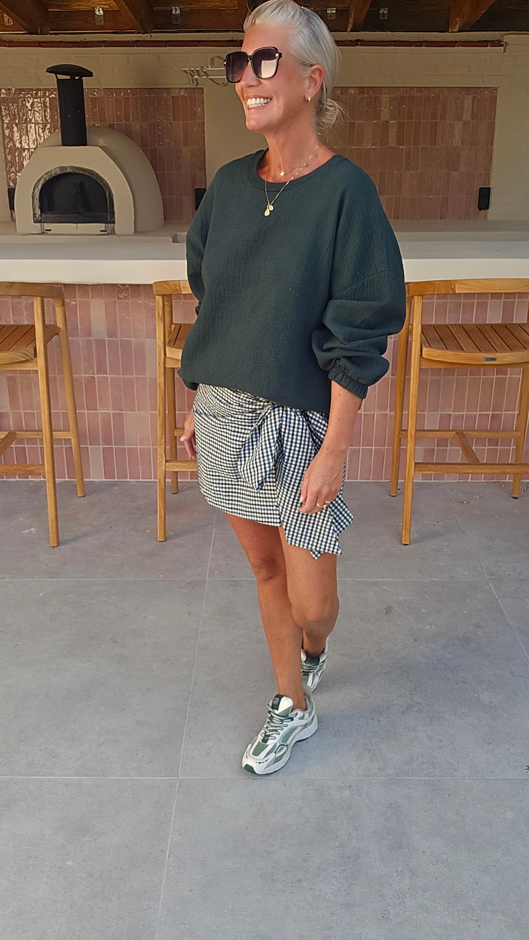 VIKI skort khaki blue