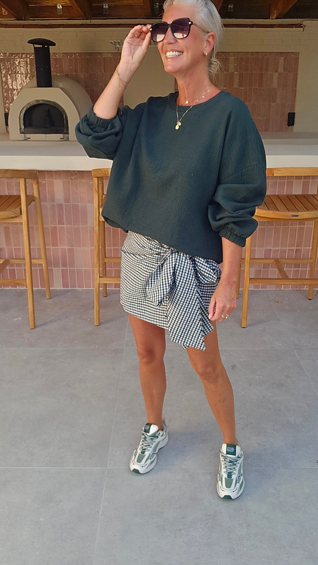 VIKI skort khaki blue