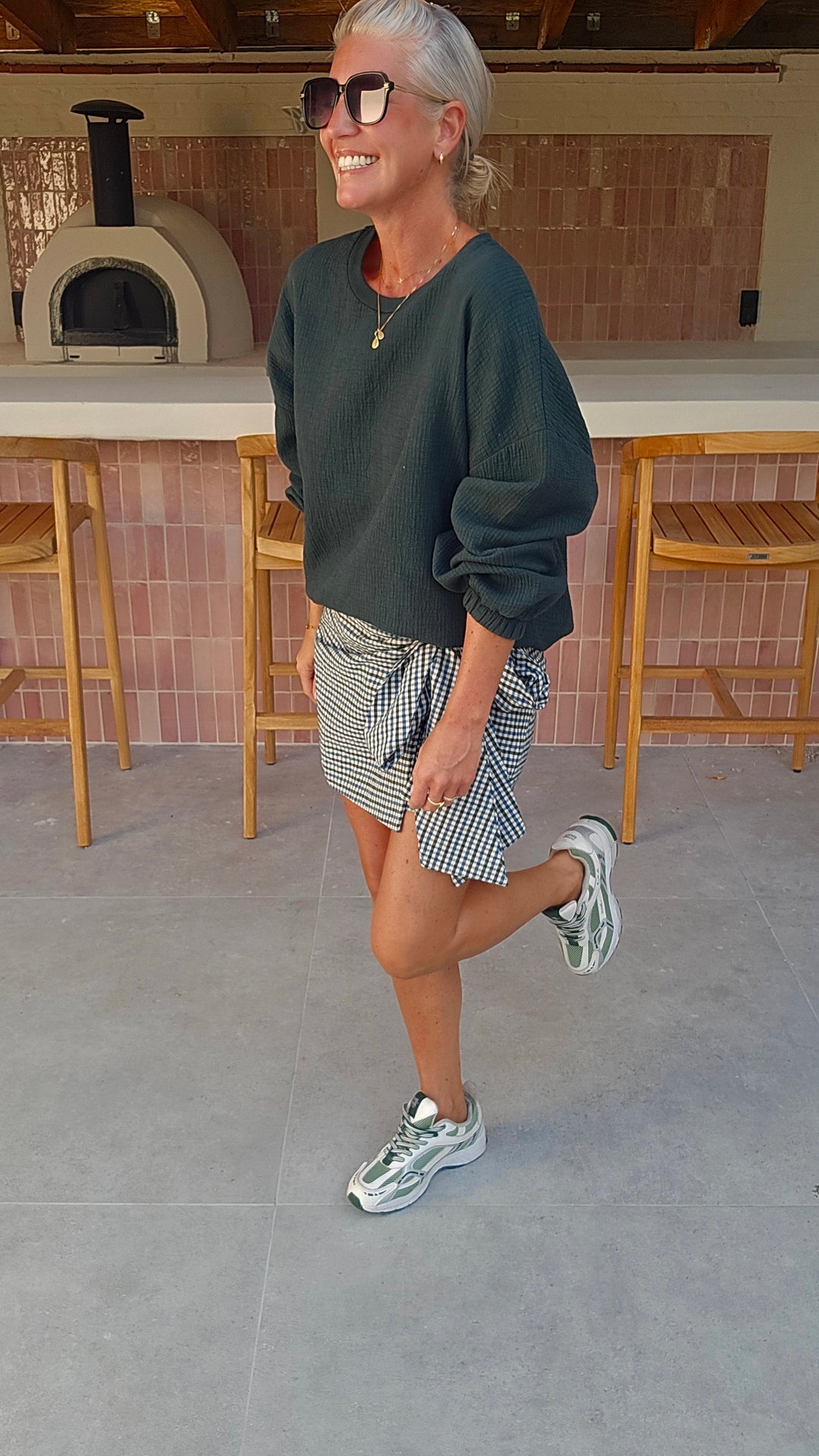VIKI skort khaki blue
