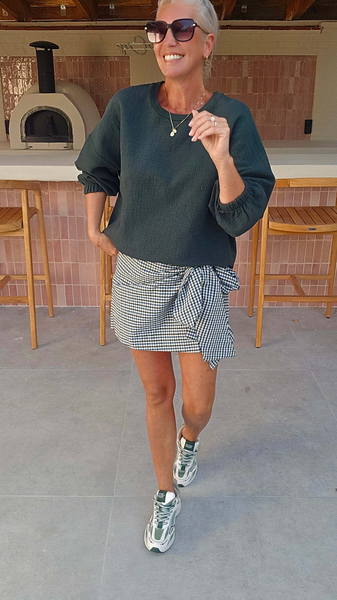 VIKI skort khaki blue