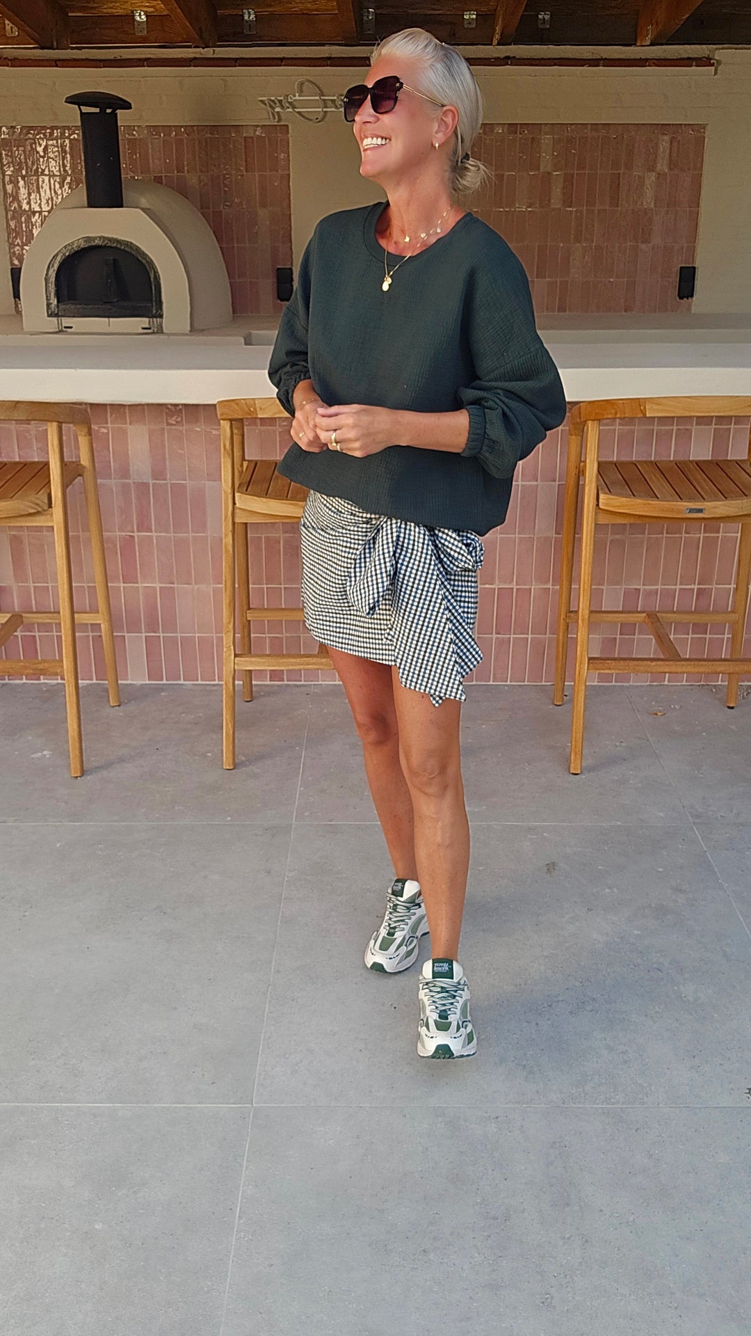 VIKI skort khaki blue