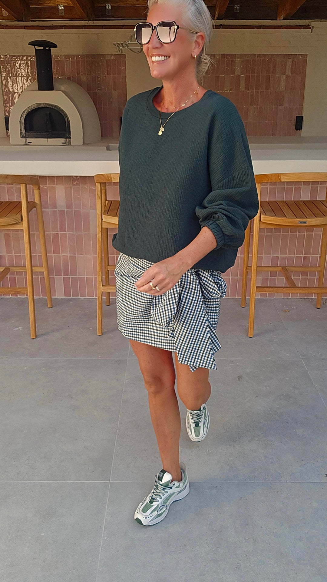VIKI skort khaki blue