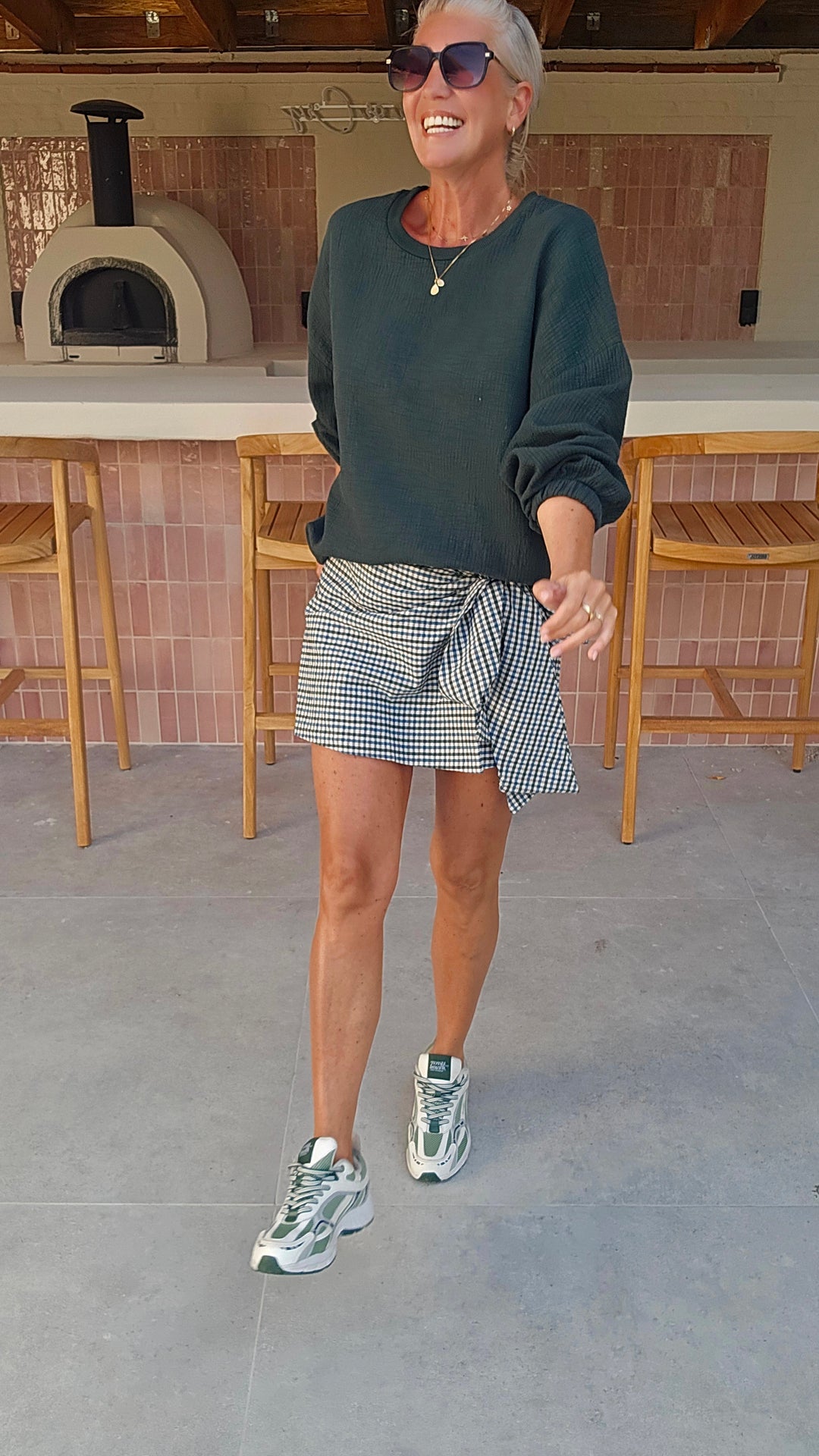 VIKI skort khaki blue