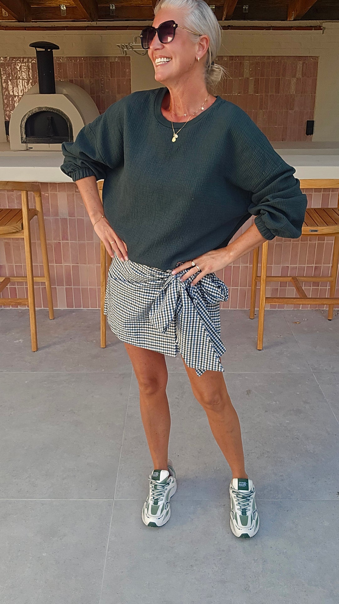 VIKI skort khaki blue