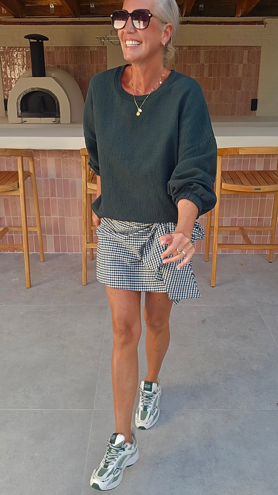 VIKI skort khaki blue