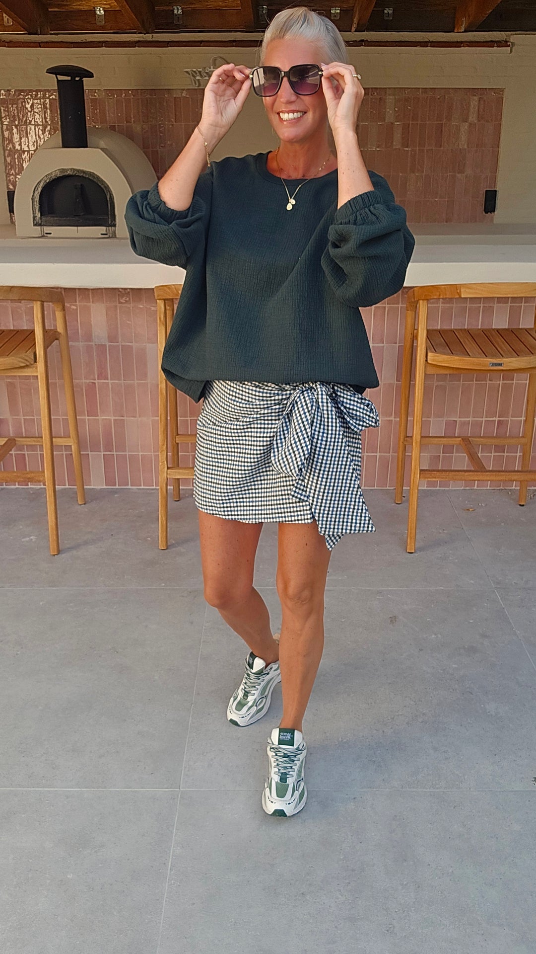 VIKI skort khaki blue